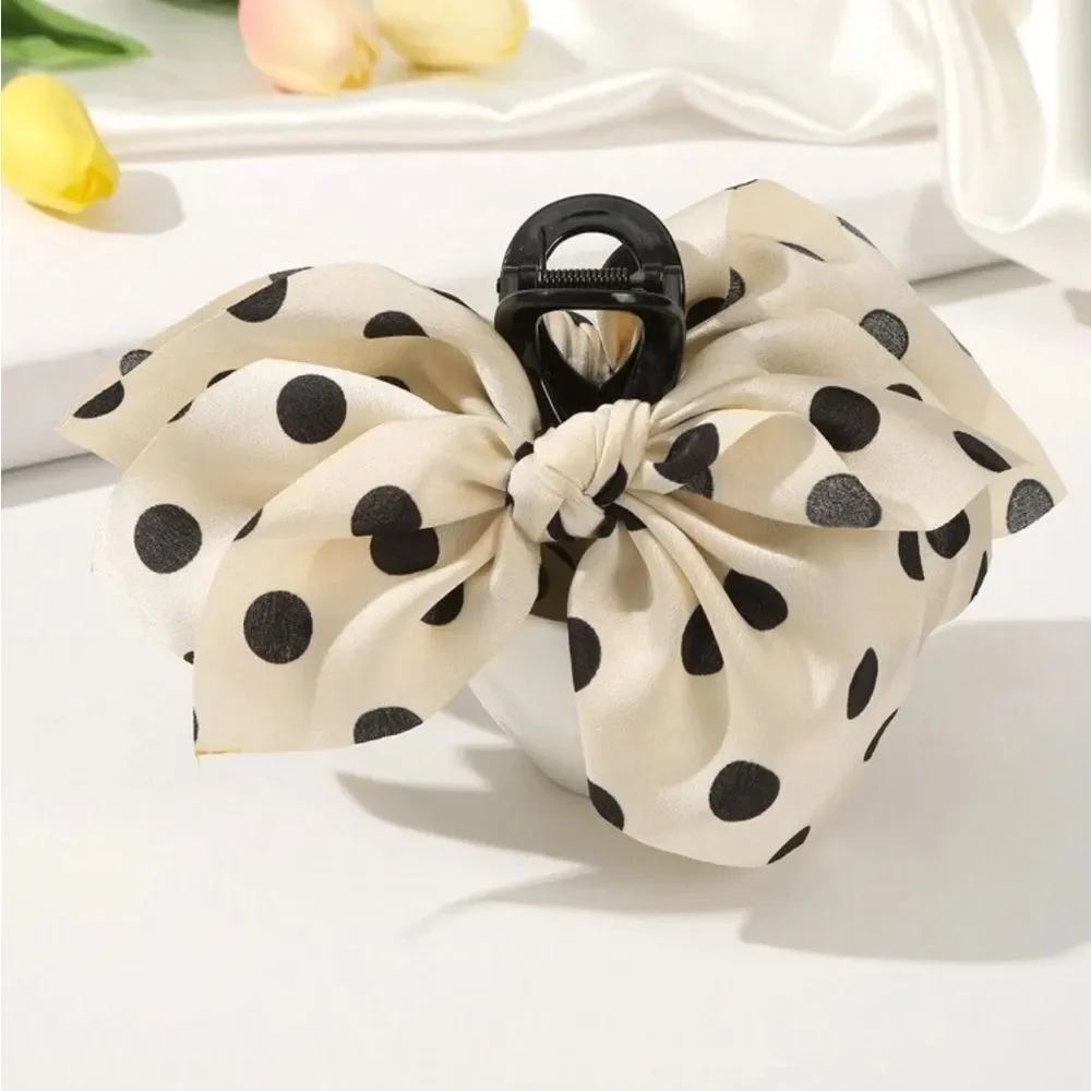 Polka Dot Hair Bow Clip N1455